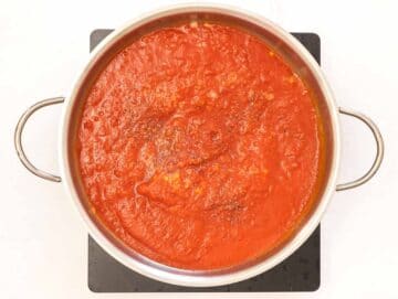 tomato sauce in a pan