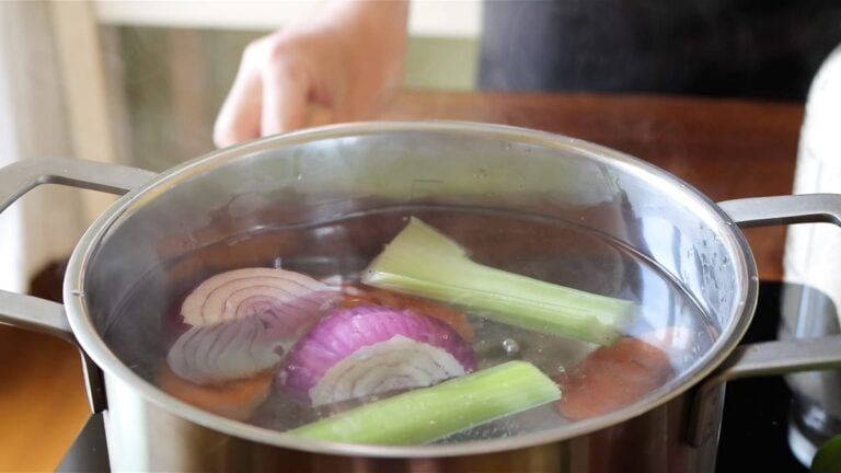 making the vegetable stock