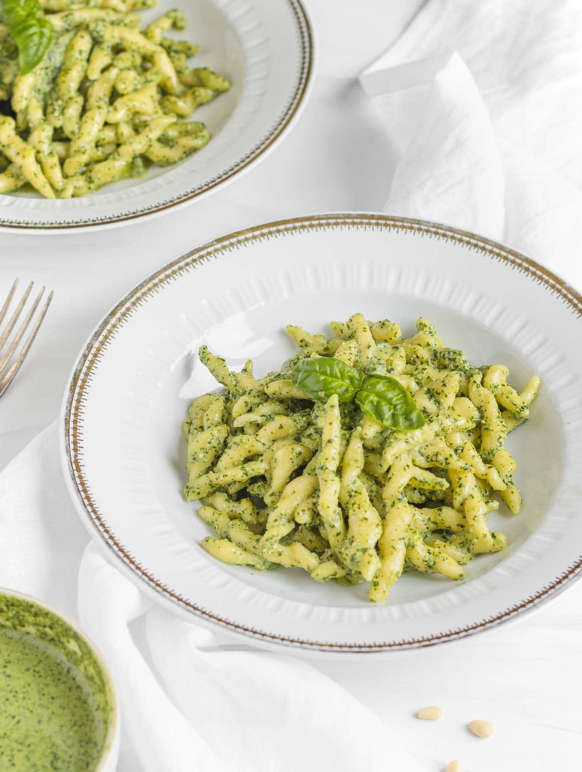 Homemade Trofie with vegan basil pesto | Plant Based School