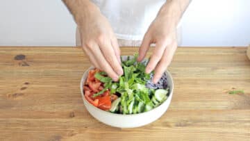 Mixing all ingredients together in a bowl