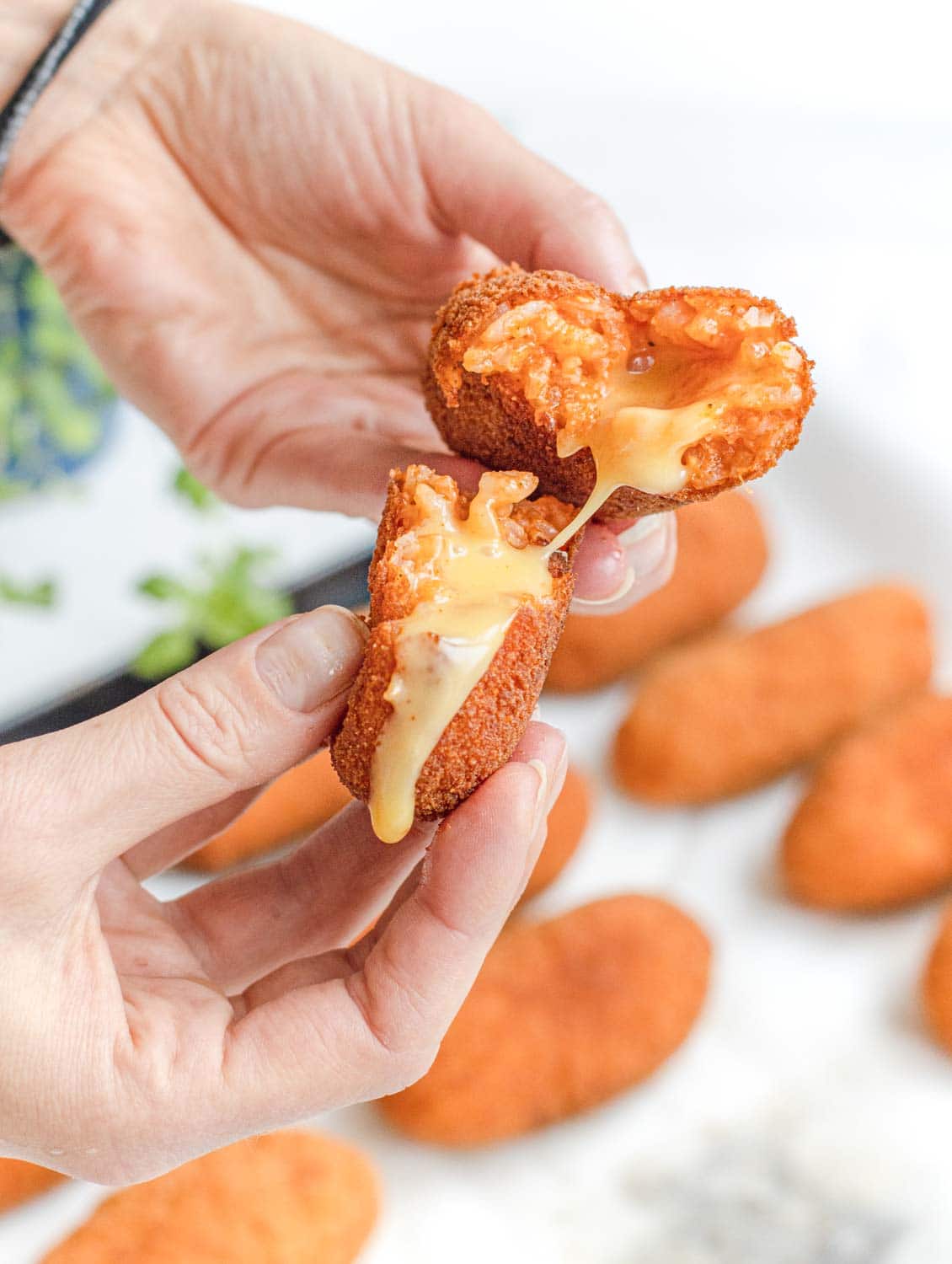 italian deep fried rice balls with melted core