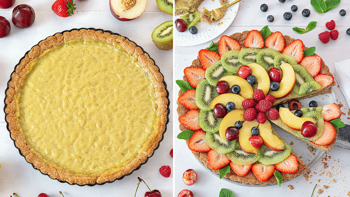 fruit tart with custard