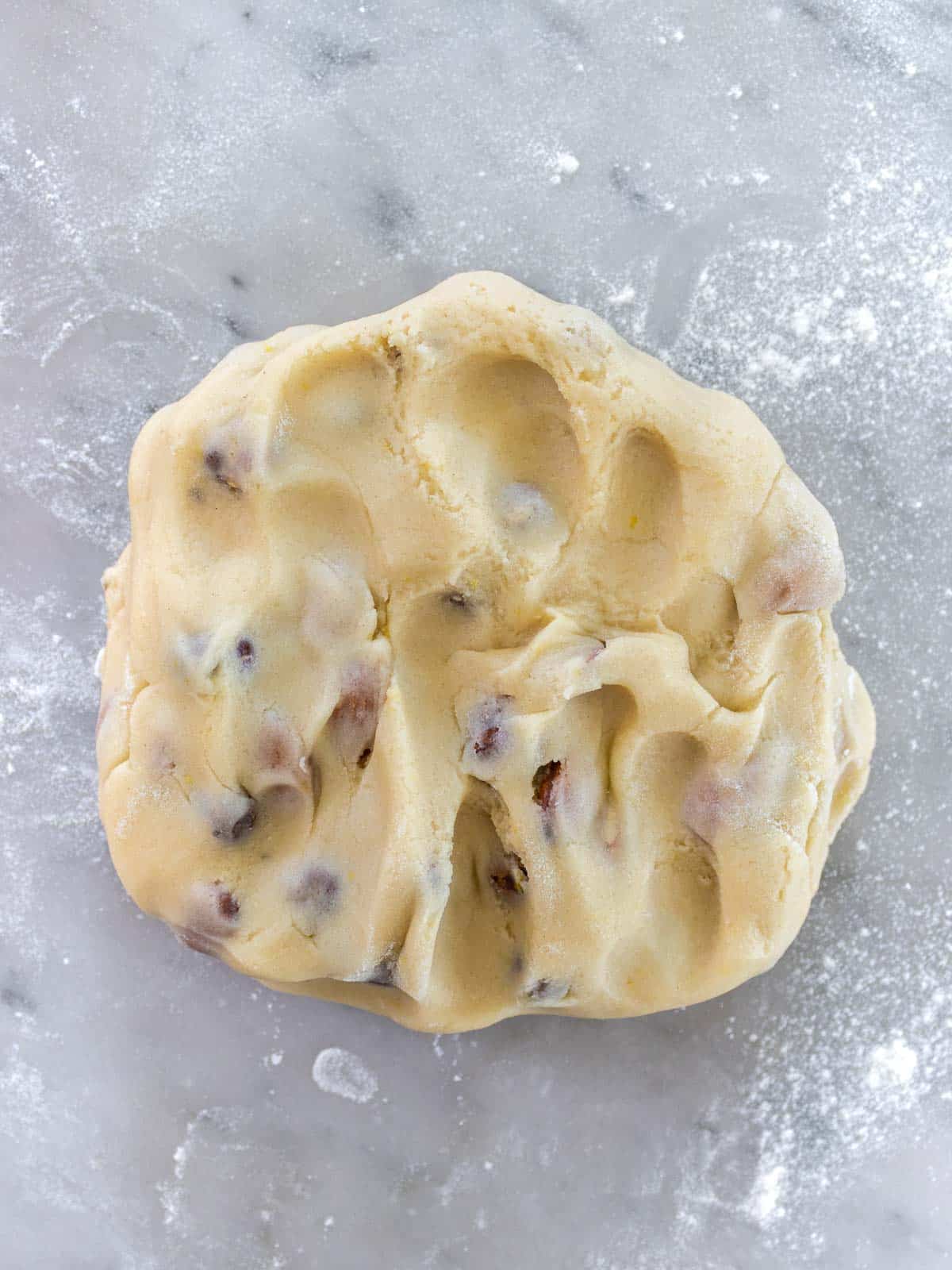 biscotti dough shaped into a ball