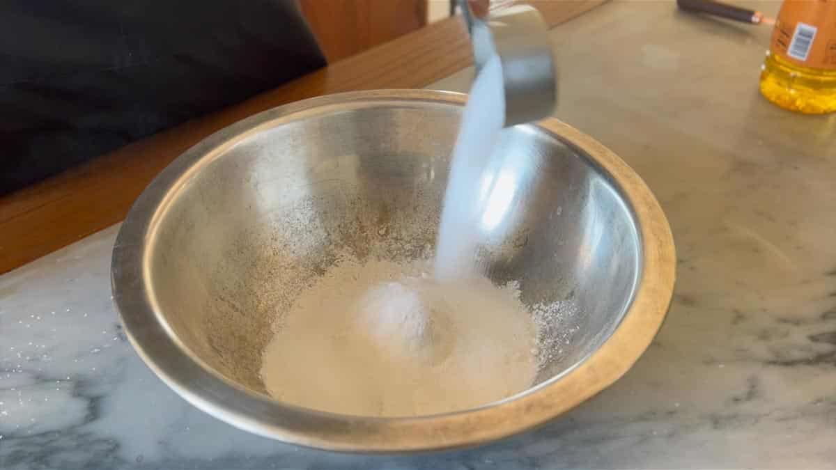 mixing the dry ingredients in a bowl