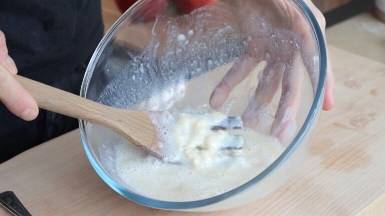 Step 1: mixing the banana with the wet ingredients