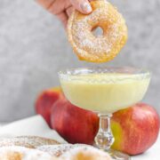 vegan apple fritters and vegan custard