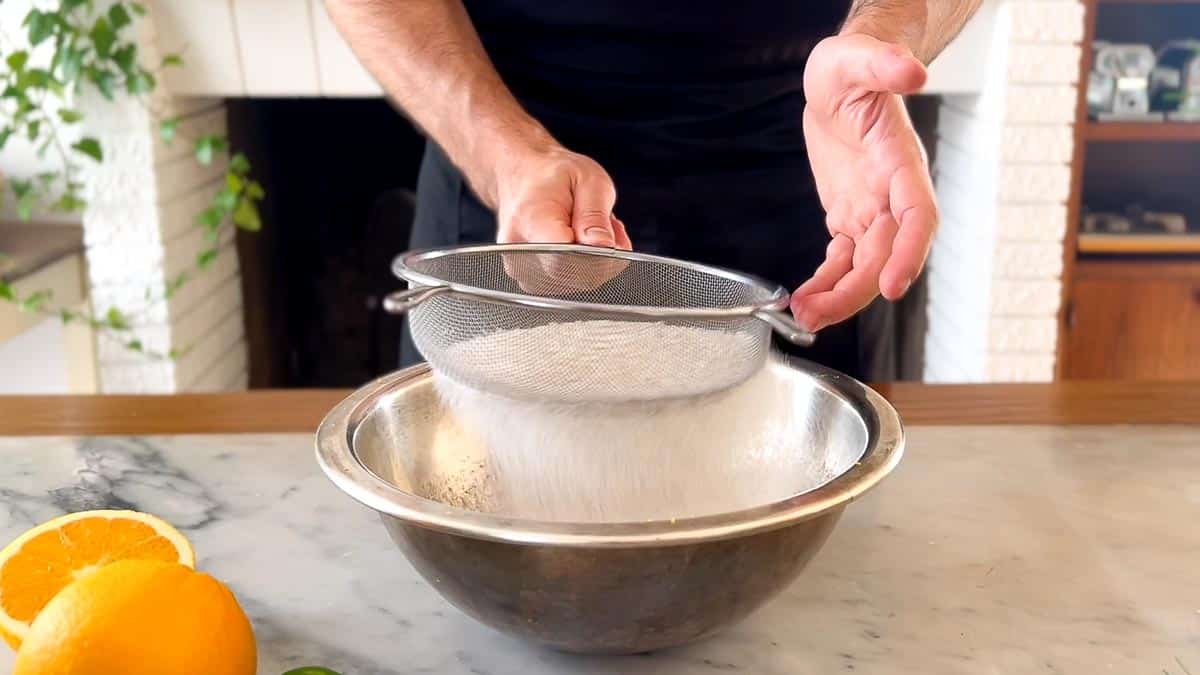 sifting flour and baking powder