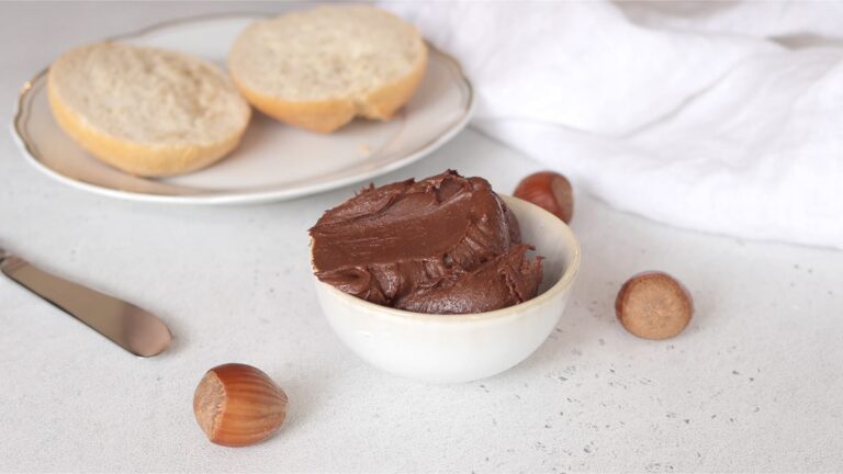 Hazelnut chocolate spread in a small bowl