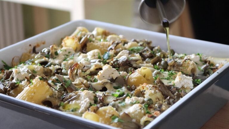 baked pasta bake with artichokes