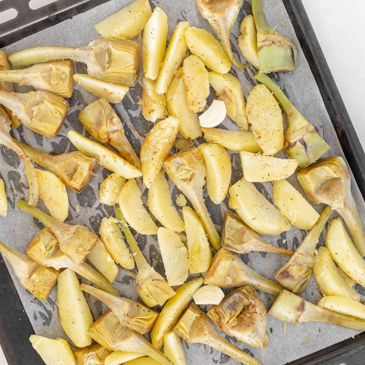 artichokes tossed with potatoes and oil