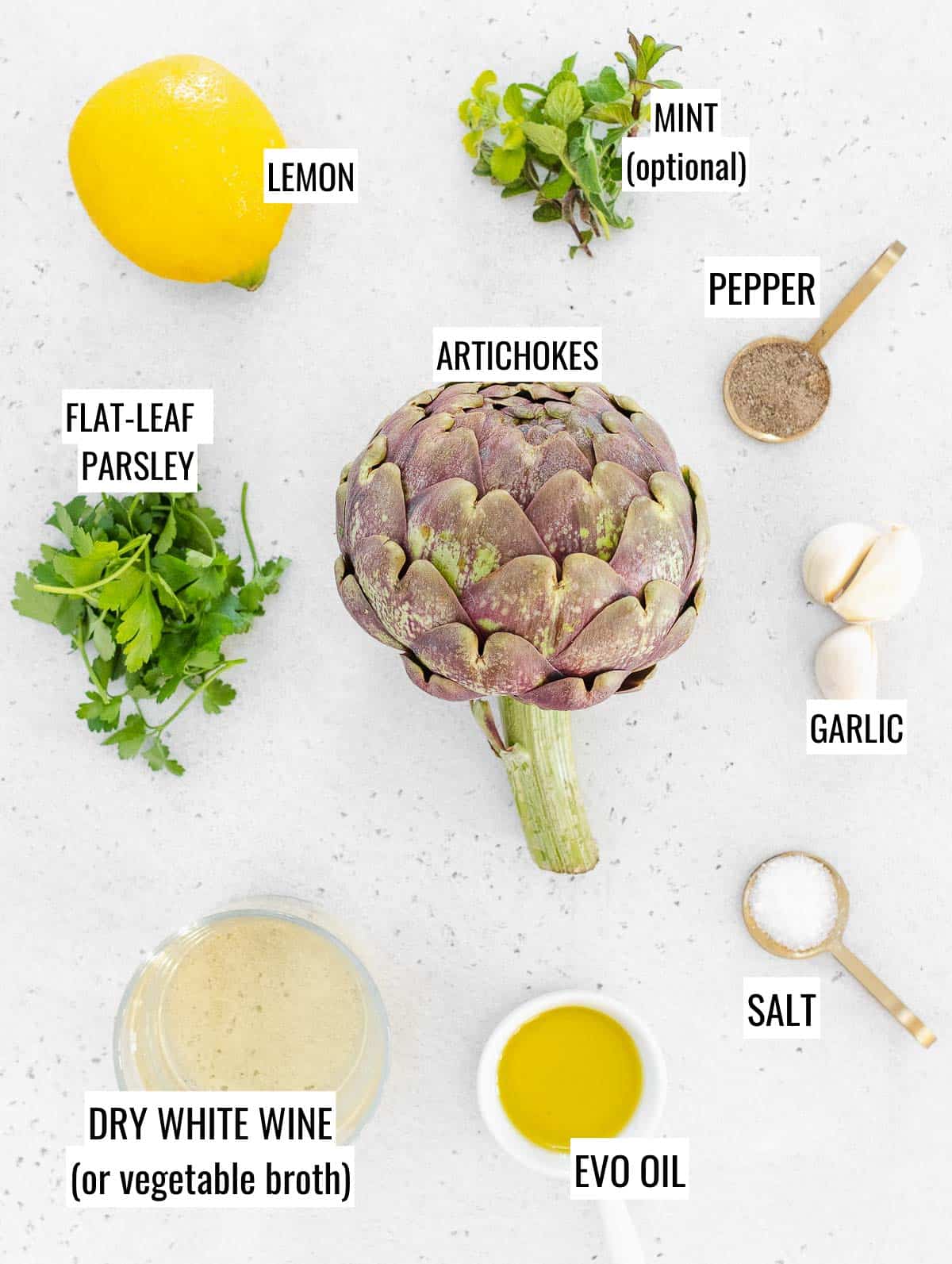 ingredients for braised artichokes