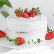 vegan vanilla cake with strawberries