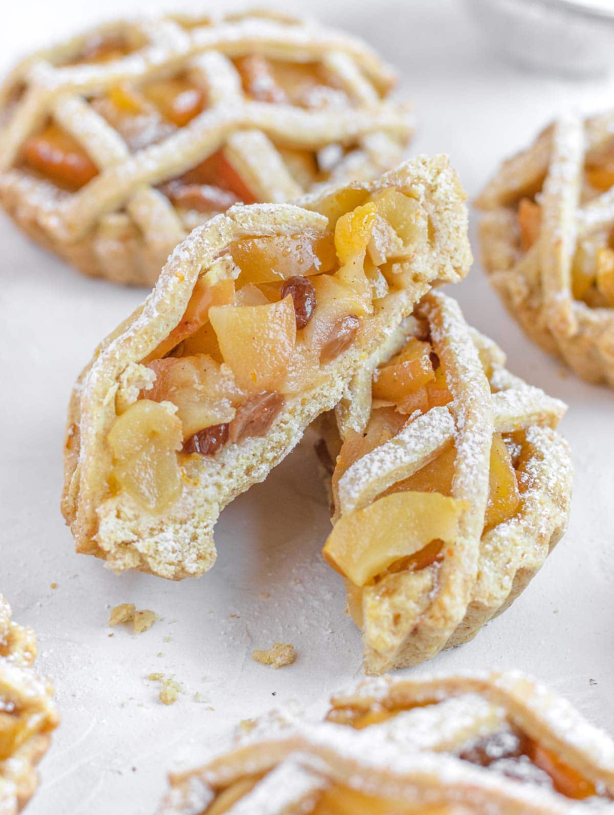 Cut open mini apple tart