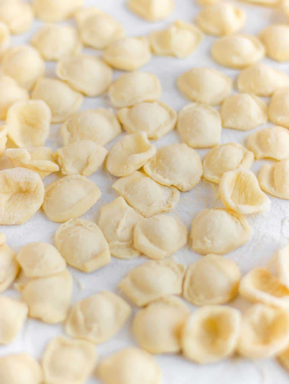 Orecchiette ready to be cooked