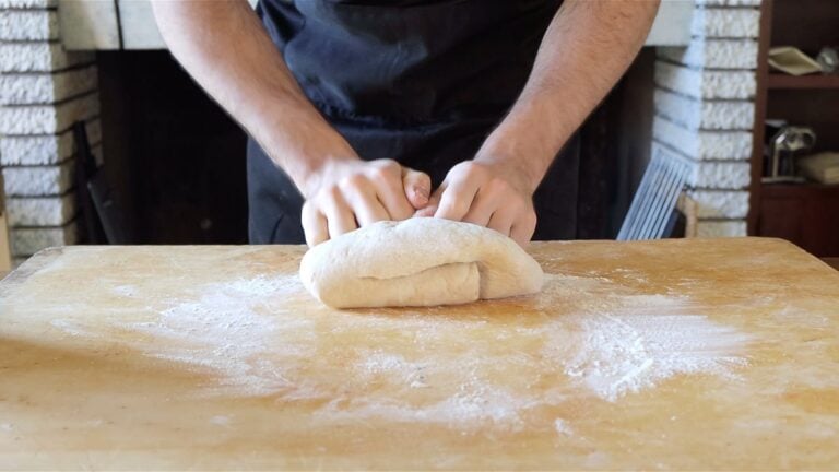 kneading the dough by hand