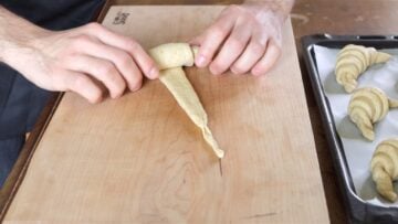 shaping the vegan croissants