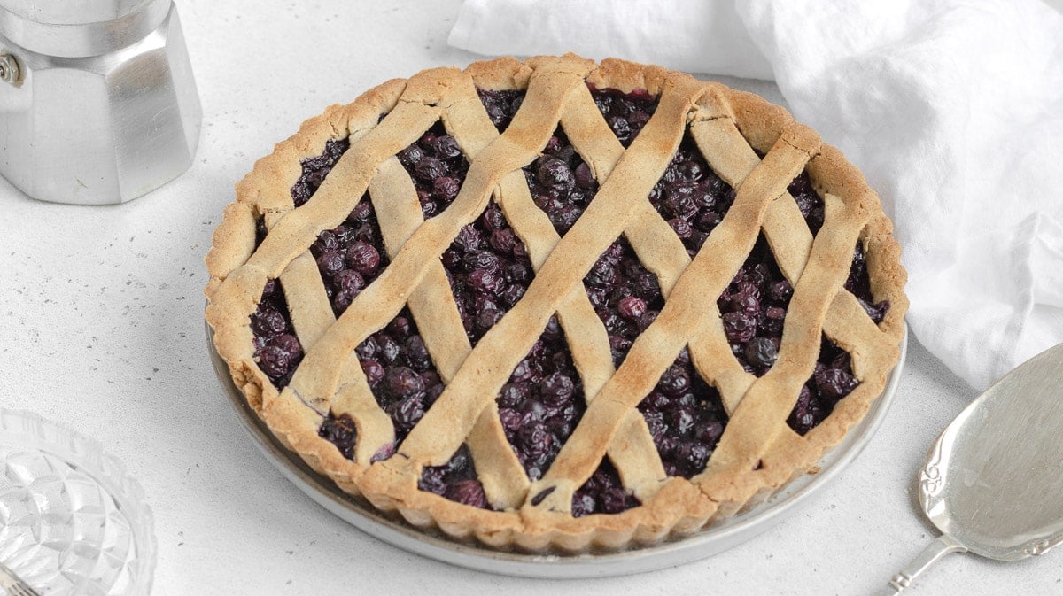 vegan Italian crostata with blueberries