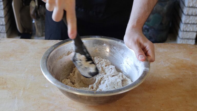 mixing the dough for the brioche rolls