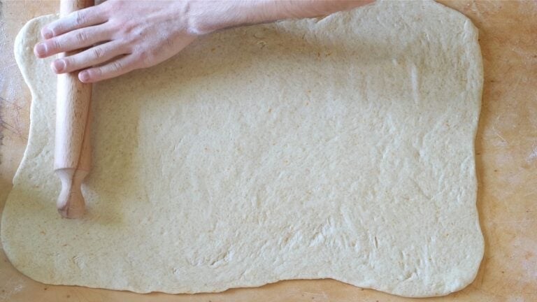 dough rolled on the worktop