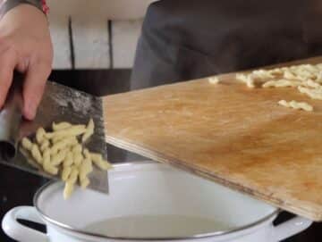 Step 4 Cooking trofie pasta in boiling salted water until glossy and firm.