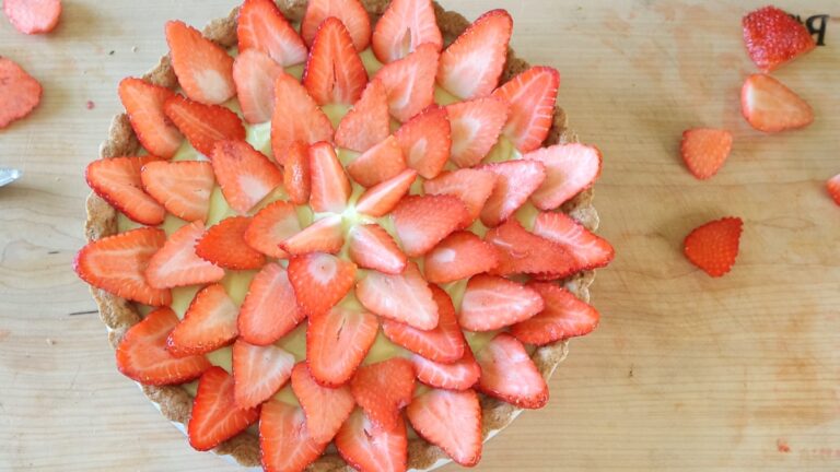 topping the vegan strawberry tart