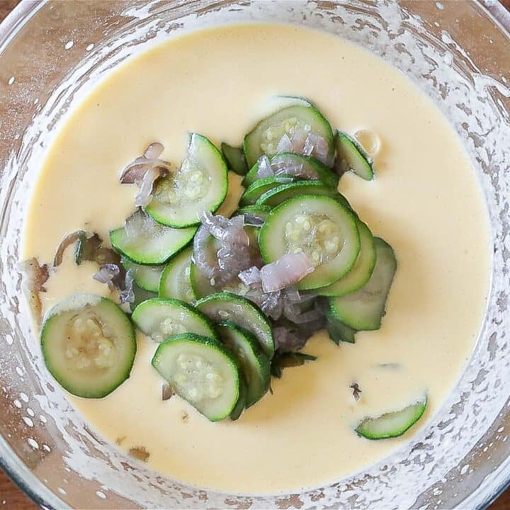zucchini in the frittata batter