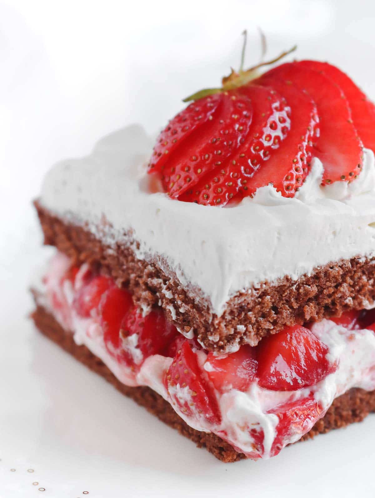 slice of vegan chocolate strawberry cake