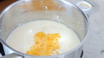 mixing ingredients for custard