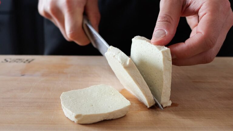 slicing the tofu