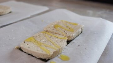 tofu slices on top of nori sheet