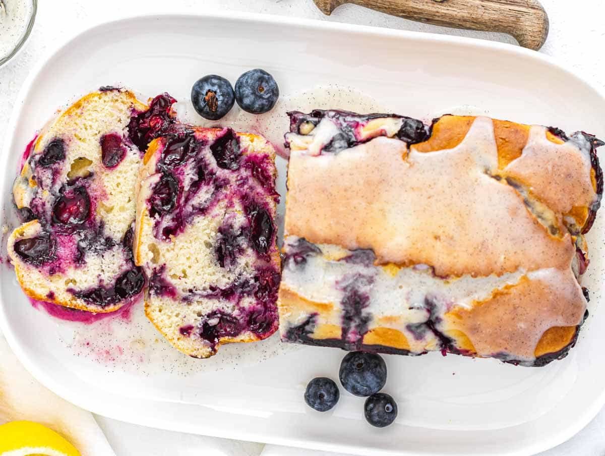 lemon blueberry pound cake slices