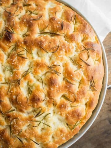 focaccia no knead with rosemary