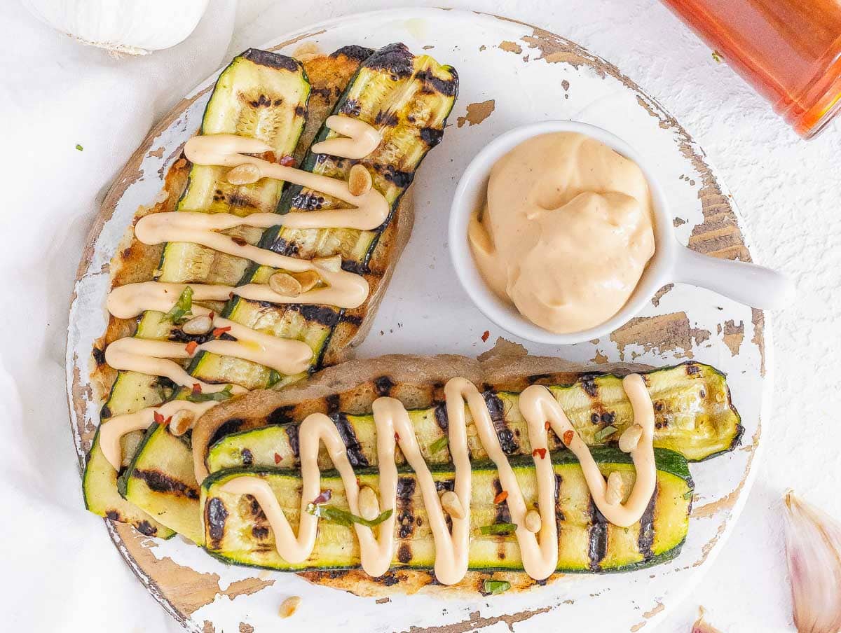 grilled zucchini on a toast