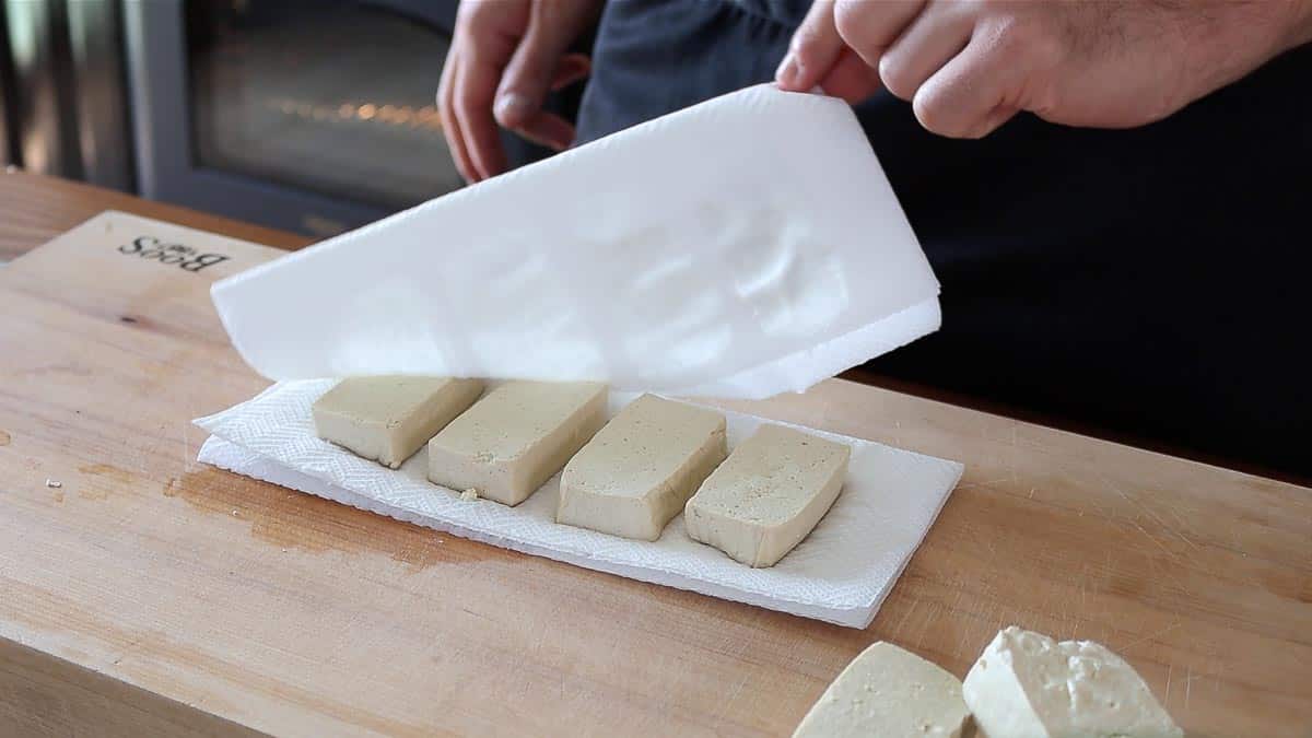 pressing the tofu