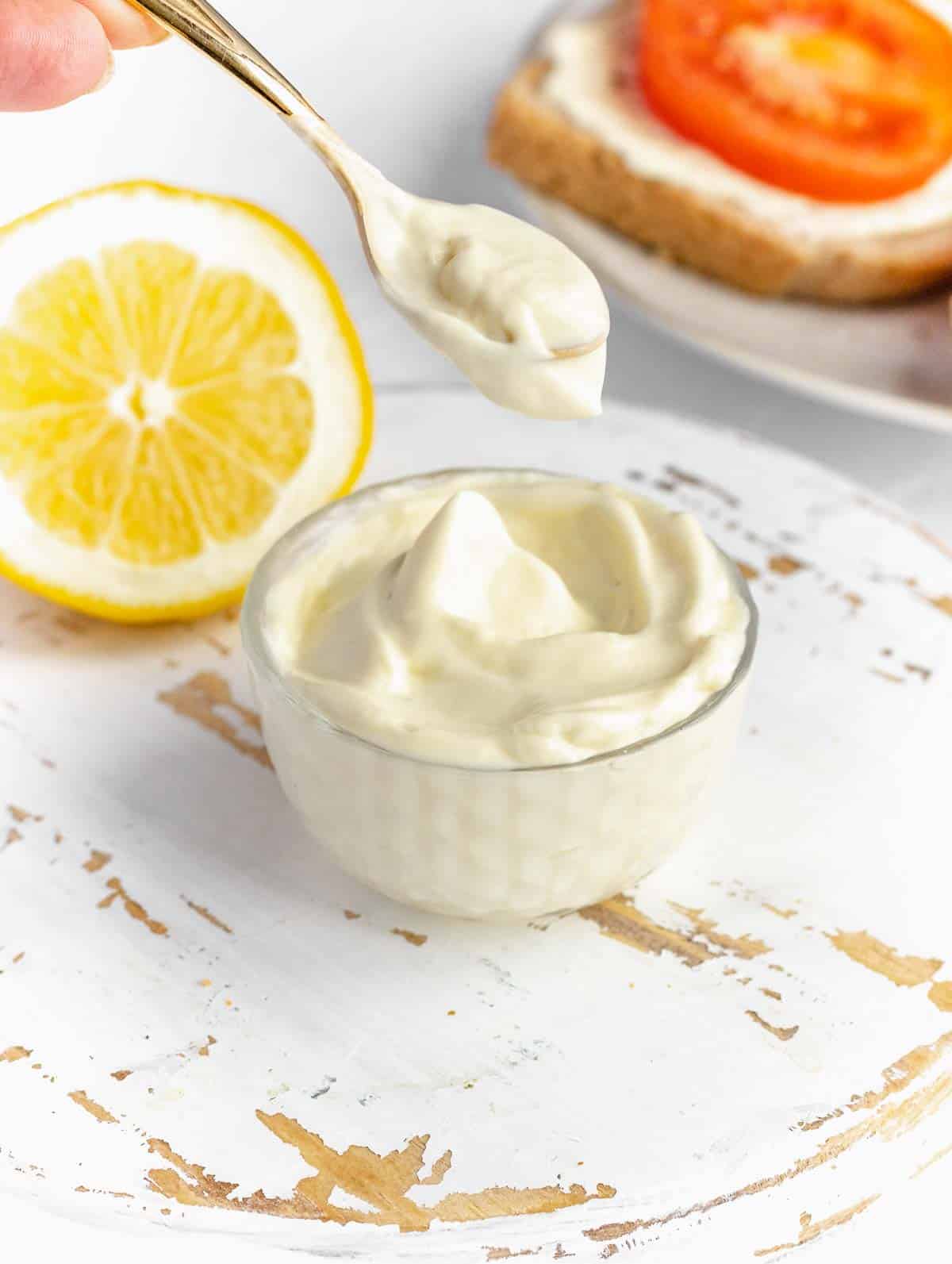 vegan mayo in a bowl