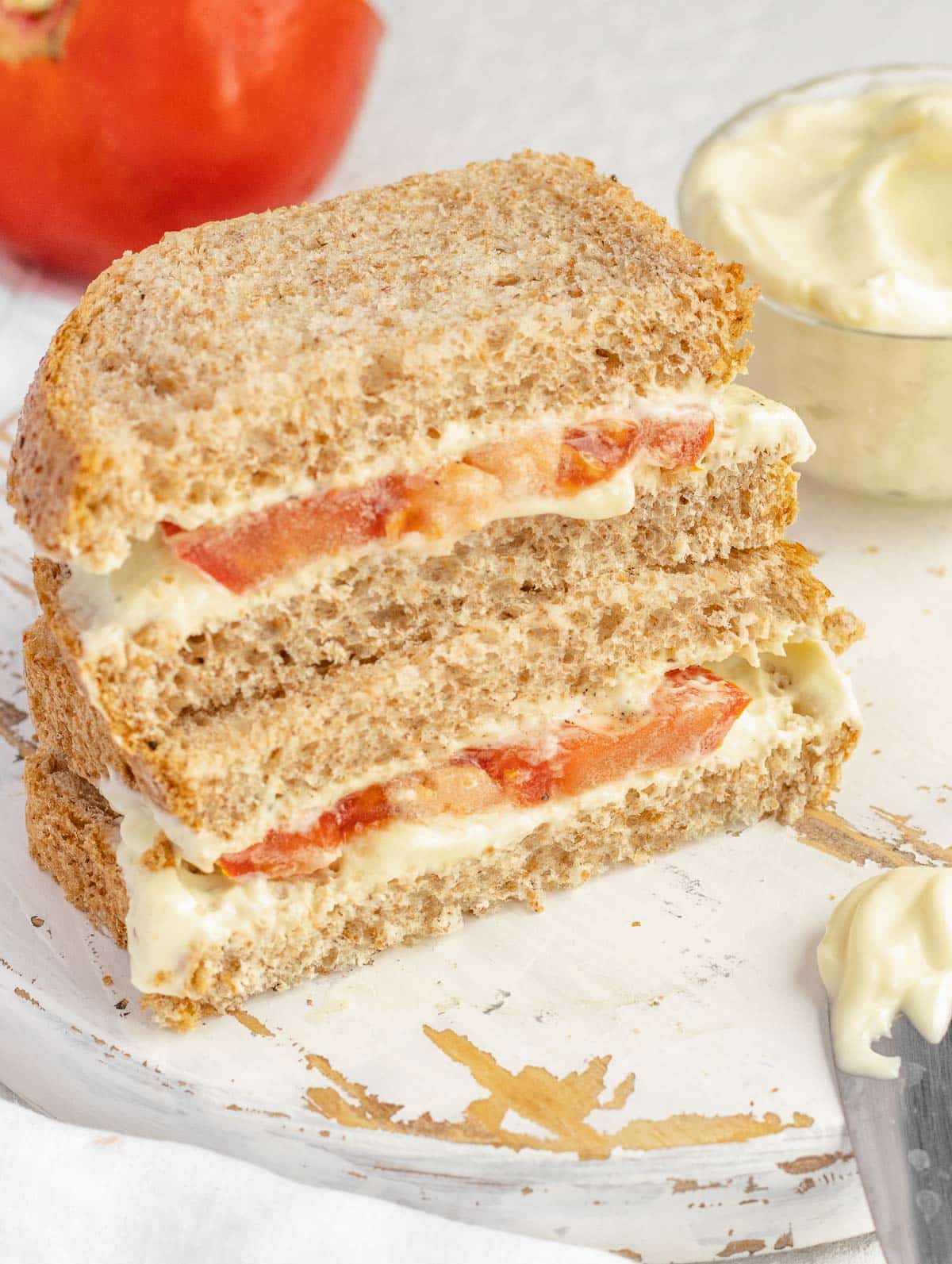vegan mayo in a sandwich