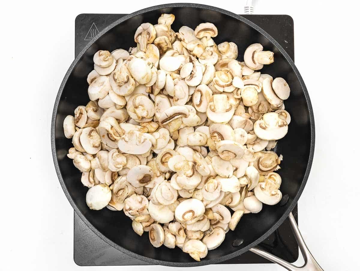 cooking mushrooms on a skillet