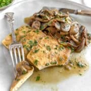 bite out of pan fried tofu