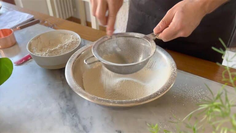 sifting chestnut flour