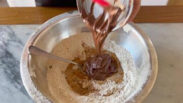 adding hazelnut chocolate spread