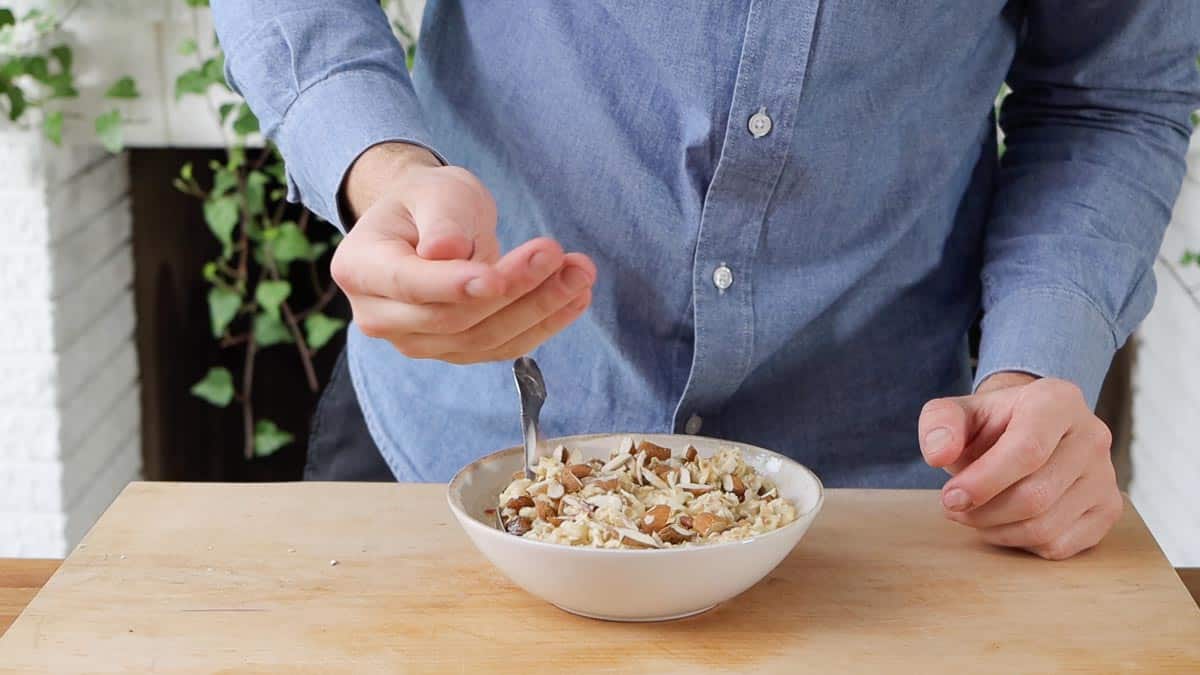 adding the chopped nuts on top