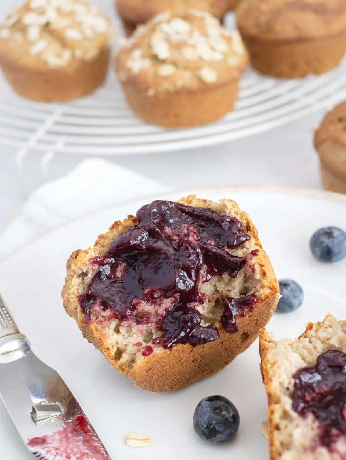 muffins with oat flour and jam