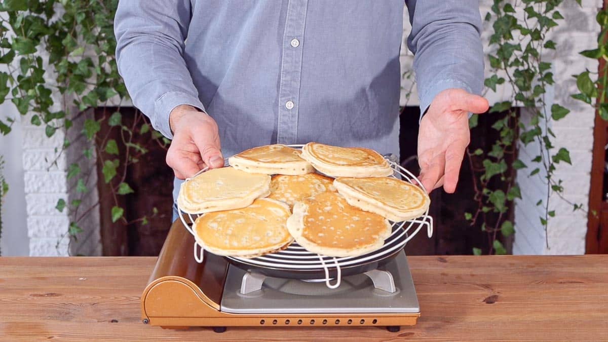 vegan pancakes on a cooling rack