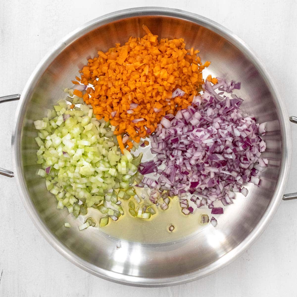 finely chopped celery, carrot and onion