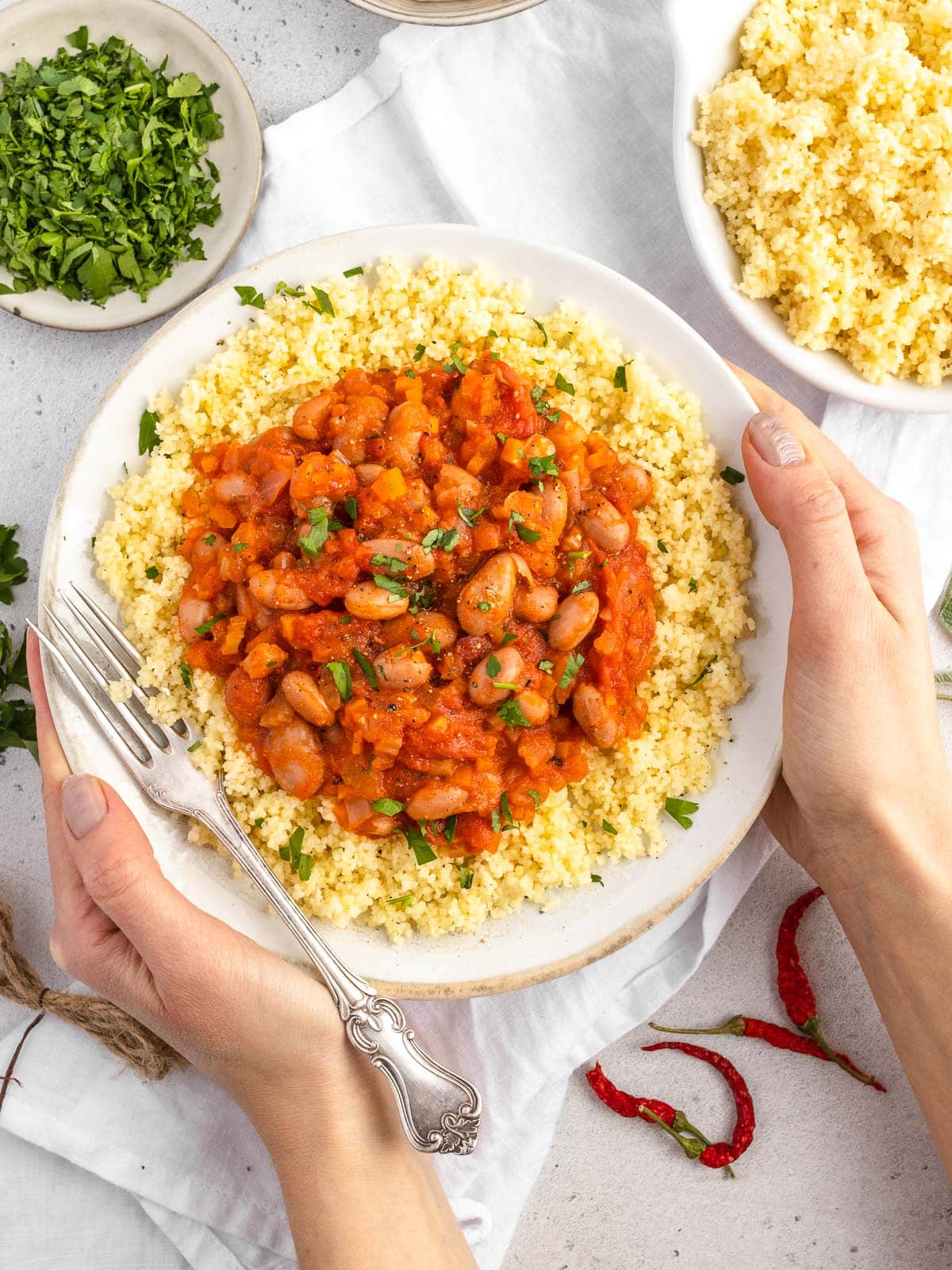 Italian bean stew on couscous