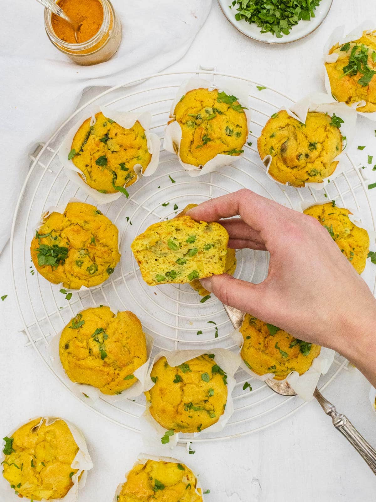 chickpea frittata muffins with peas and carrots