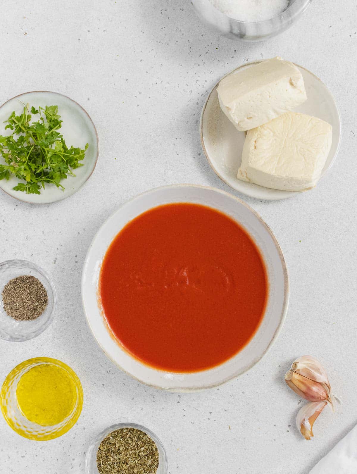 ingredients for tofu with pizzaiola sauce
