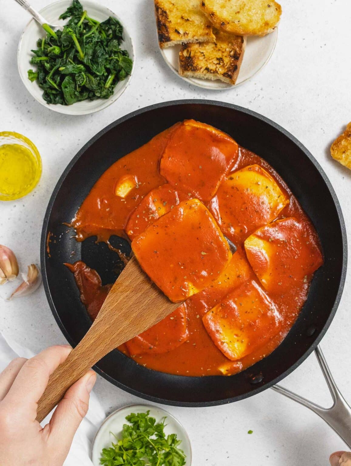 Tofu with Pizzaiola Sauce Recipe and Video by The Plant Based School