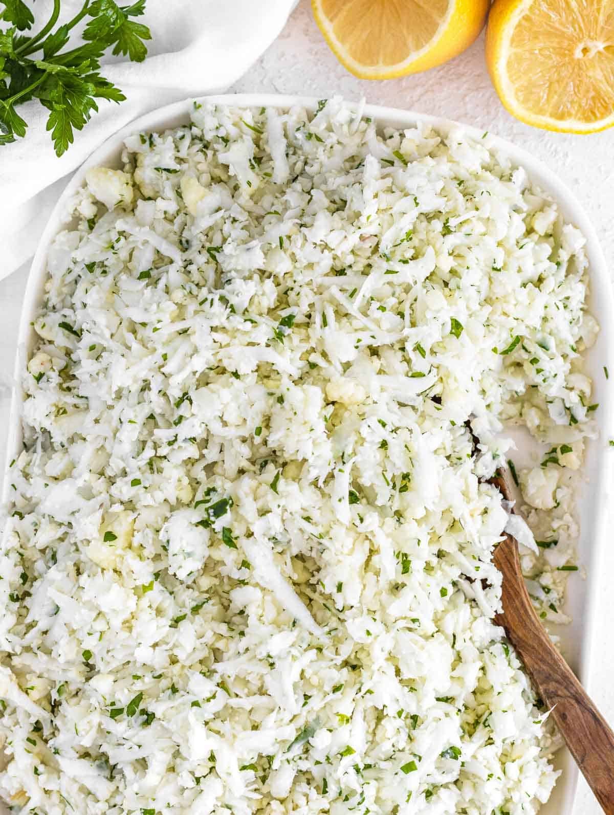 Cauliflower rice with lemon and parsley