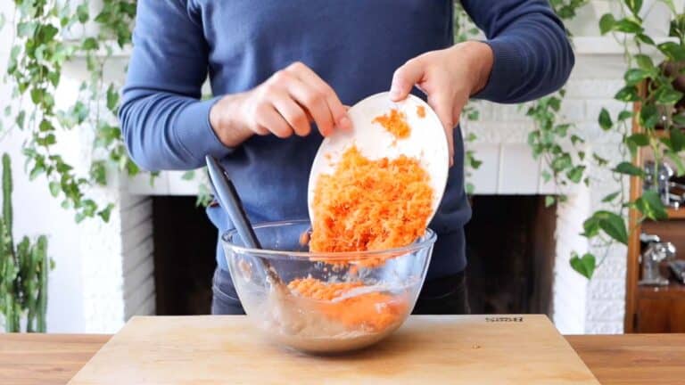 adding carrots to the batter